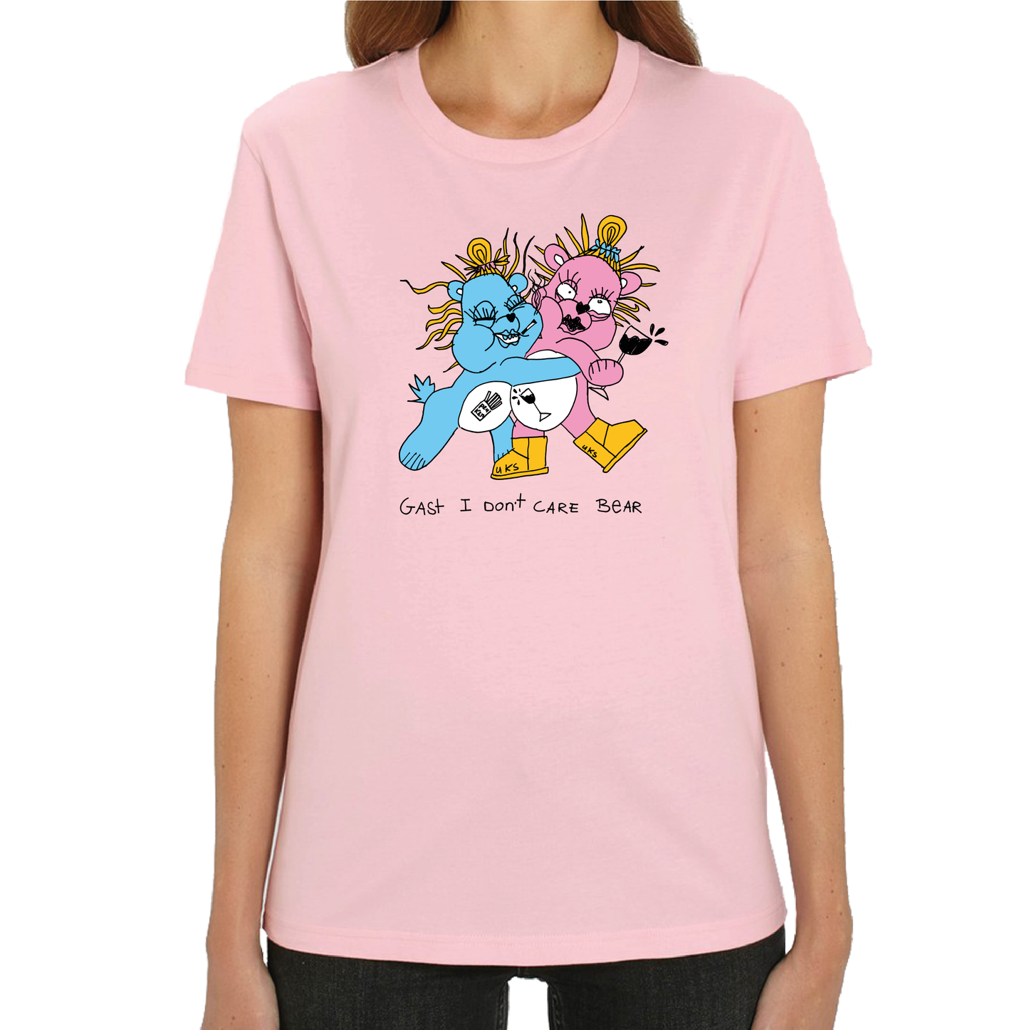 I dont Care Bear T-shirt Roze