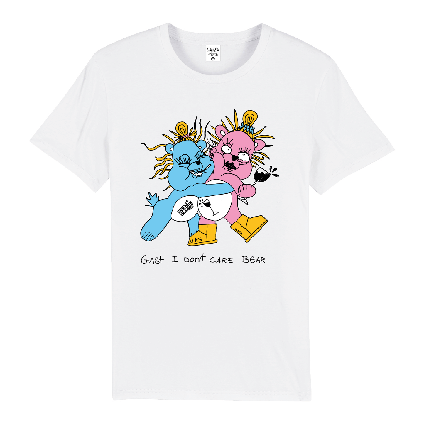I dont Care Bear T-shirt Off white
